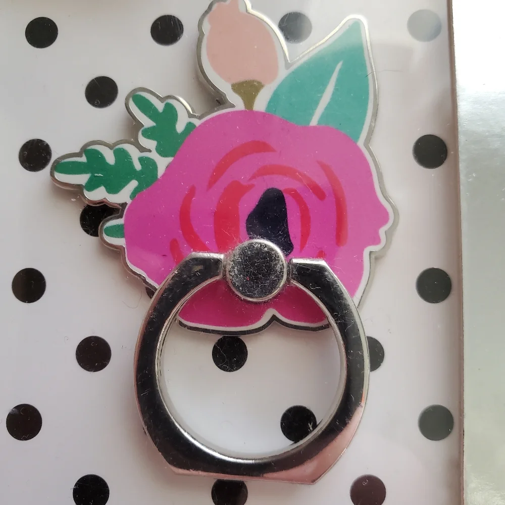 Pink Rose Flower Mobile Phone Stand Ring Brand New In Box By Hang Accessories